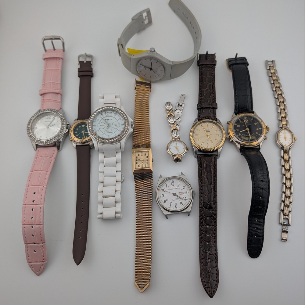 10 Watch Repair Lot Bulova Timex Indiglo Electric Citizen Running With Issues